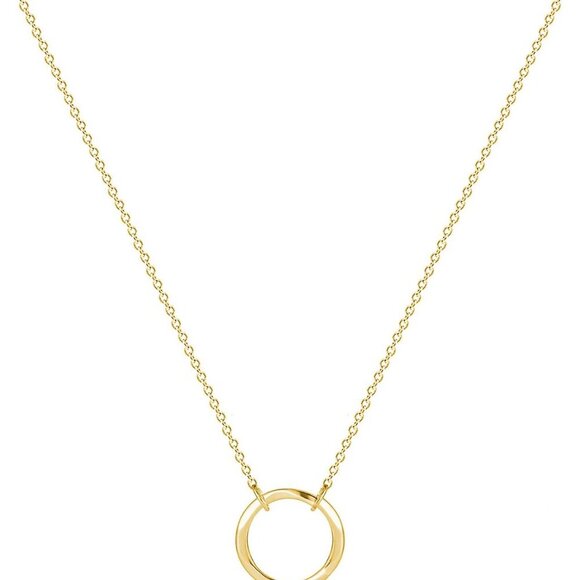 Dainty Open Circle Necklace in 14K Gold - Stylish Layered Moon Phase Jewelry - Picture 1 of 6
